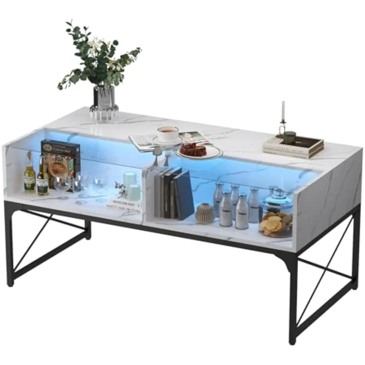 LED Coffee Table for Living Room, Modern Glass Coffee Table with Storage, Rectangle Wood Center Table with Faux Marble & Temper
LED Coffee Table for Living Room, Modern Glass Coffee Table with Storage, Rectangle Wood Center Table with Faux Marble & Temper