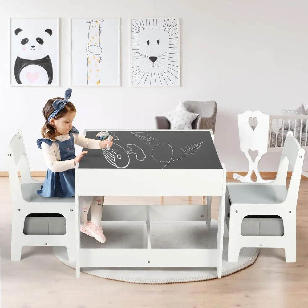 Kids Table and Chair Set, 3 in 1 Kids Activity Table with Storage, Removable Tabletop, Blackboard, 3-Piece Nursery Furniture Set
Kids Table and Chair Set, 3 in 1 Kids Activity Table with Storage, Removable Tabletop, Blackboard, 3-Piece Nursery Furniture Set