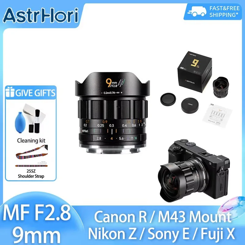 AstrHori 9mm F2.8 APS-C Ultra wide-Angle Manual Prime Lens for Sony E ZVE10 A6700 Nikon Z Canon R50 fujifilm X x100vi M43 mount
AstrHori 9mm F2.8 APS-C Ultra wide-Angle Manual Prime Lens for Sony E ZVE10 A6700 Nikon Z Canon R50 fujifilm X x100vi M43 mount
