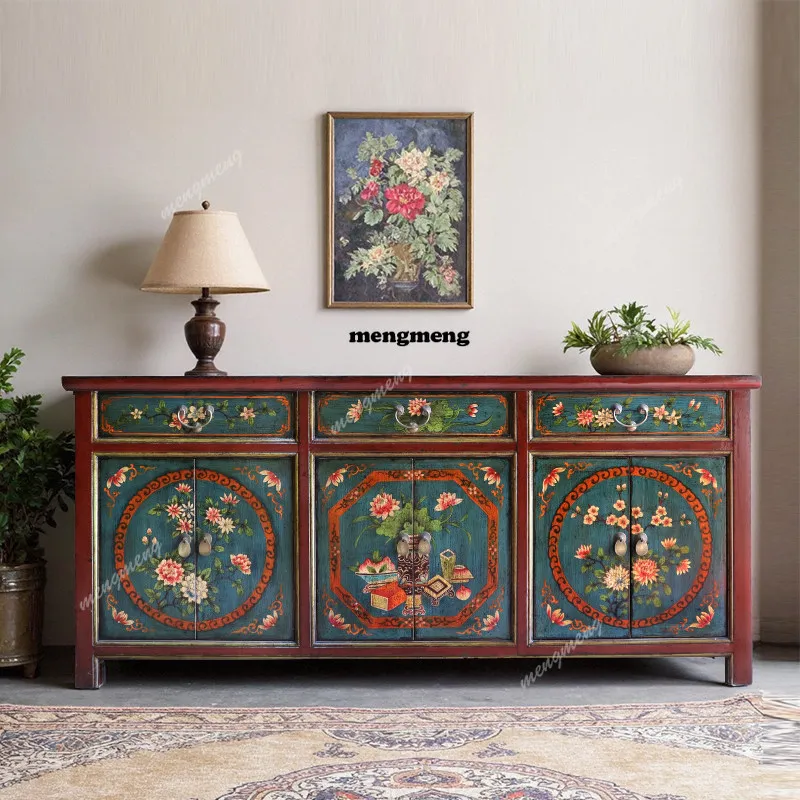 New Chinese painted sideboard solid wood storage foyer old tea cabinet
New Chinese painted sideboard solid wood storage foyer old tea cabinet