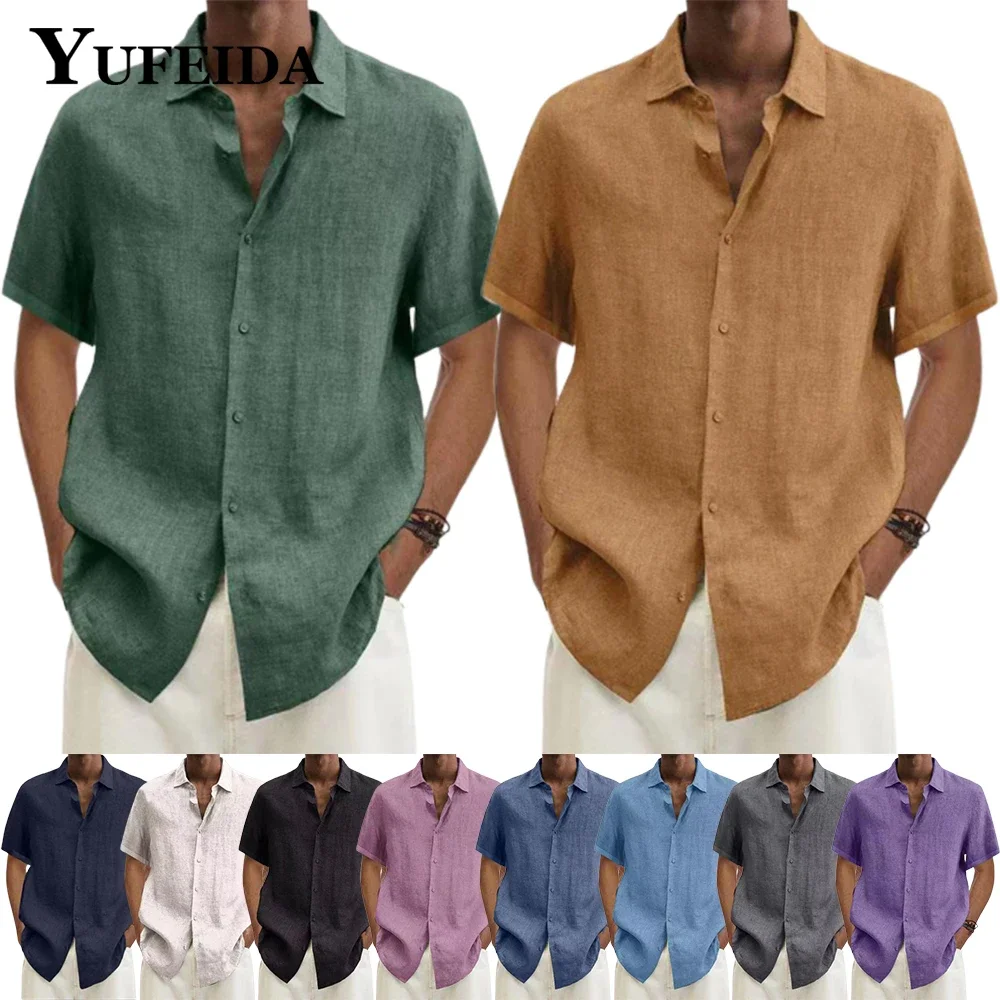 YUFEIDA Men Short Sleeve Linen Shirts Summer Solid Color Casual Loose Turn-down Collar Blouse Oversized Cotton Linen Shirt Homme
YUFEIDA Men Short Sleeve Linen Shirts Summer Solid Color Casual Loose Turn-down Collar Blouse Oversized Cotton Linen Shirt Homme