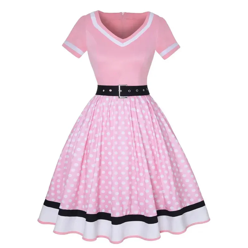 COSda@Black V-Neck Short Sleeve Vintage Pleated Dress with Belt Women 50s Polka Dot Party Sundress Halloween CostumesCOSda@
COSda@Black V-Neck Short Sleeve Vintage Pleated Dress with Belt Women 50s Polka Dot Party Sundress Halloween CostumesCOSda@