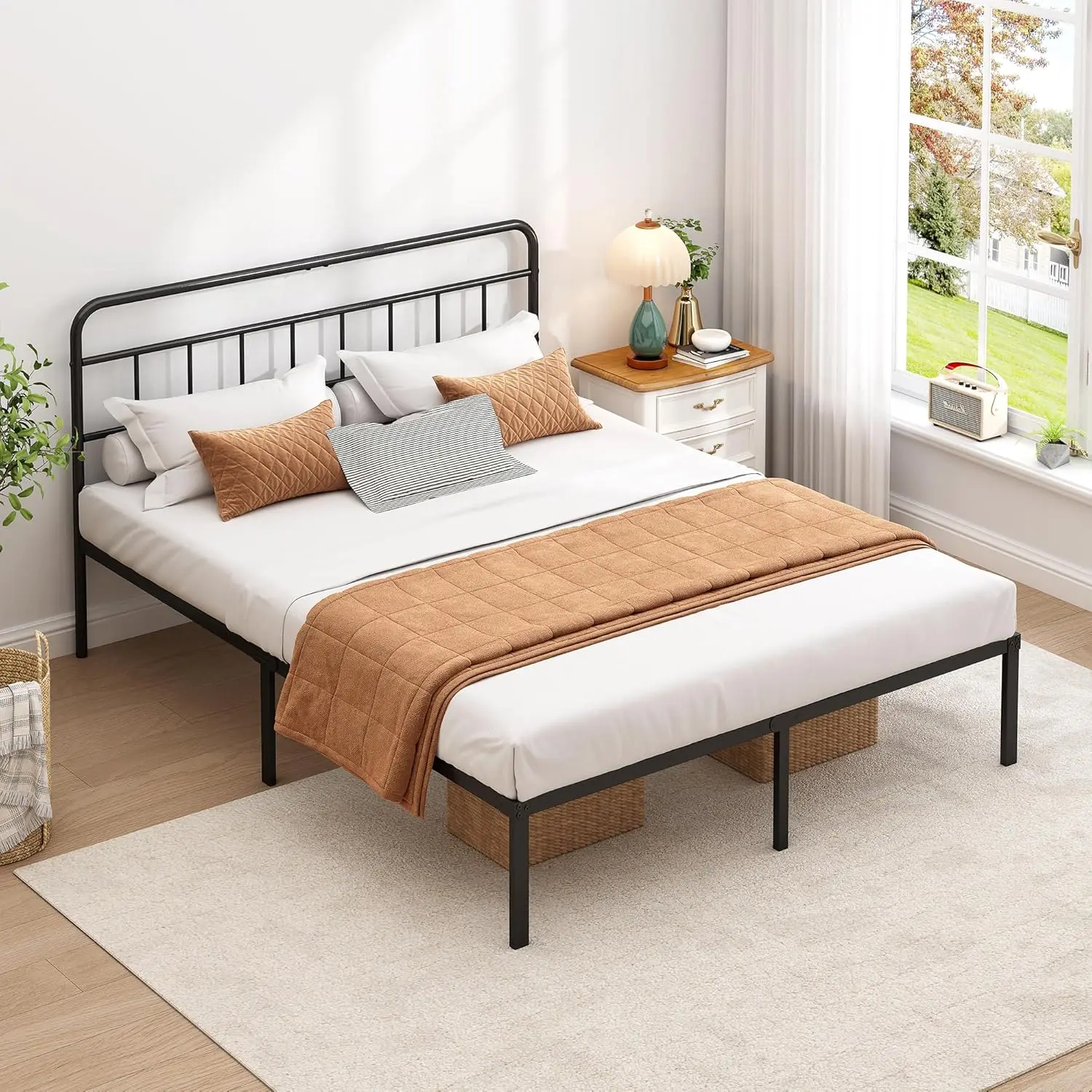 Full Bed Frame with Classic Headboard, Strong Metal Slats Support, Under Bed Storage, No Box Spring Needed, Easy Assembly
Full Bed Frame with Classic Headboard, Strong Metal Slats Support, Under Bed Storage, No Box Spring Needed, Easy Assembly