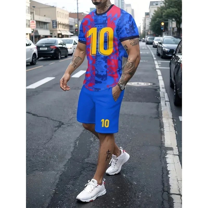 Men Number 10 Jersey Stripe Set Short Sleeve Football T-Shirt Shorts Set Adult Jogging Plus Size Tracksuit 2 Piece Set
Men Number 10 Jersey Stripe Set Short Sleeve Football T-Shirt Shorts Set Adult Jogging Plus Size Tracksuit 2 Piece Set