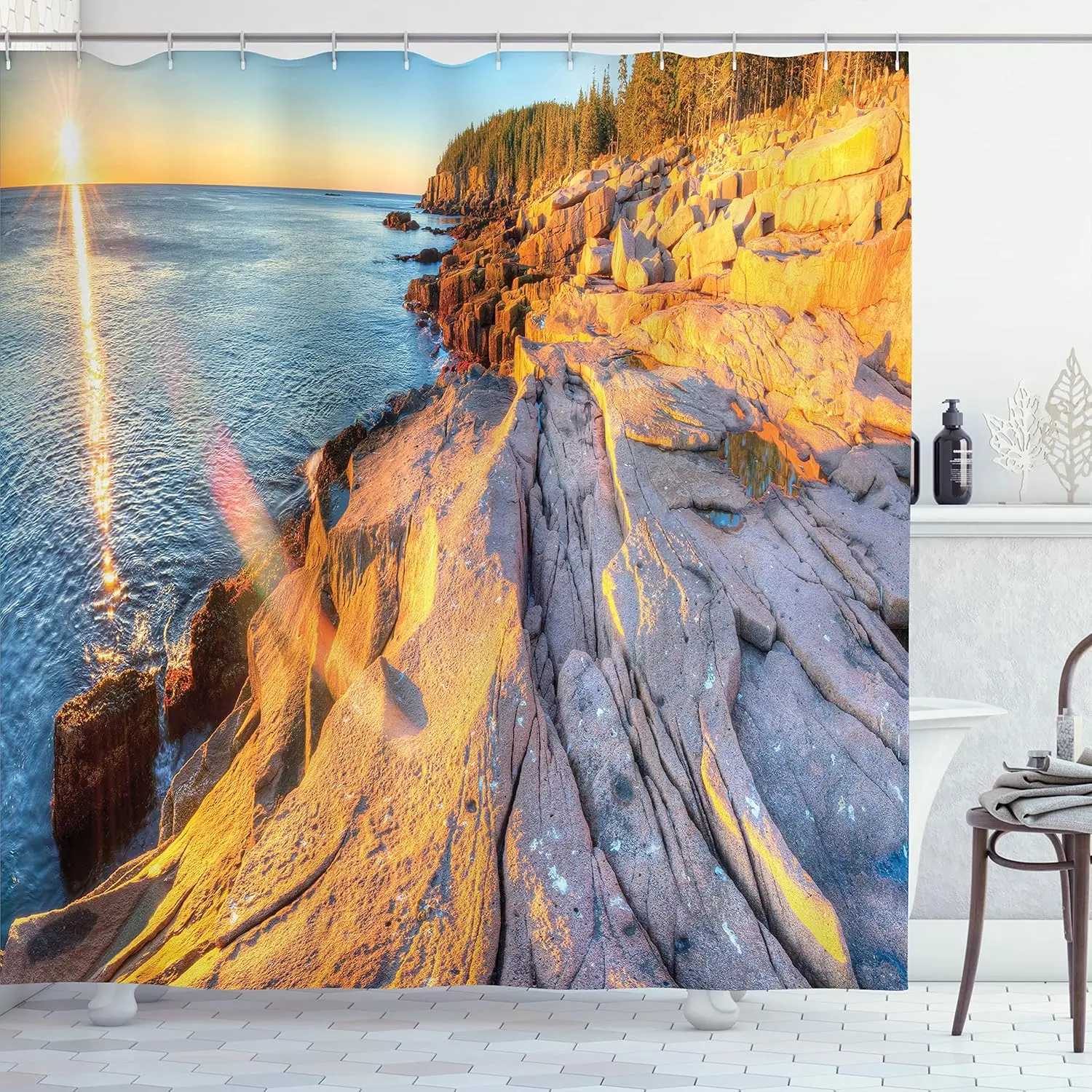 Ocean Sunset Rocky Coastline Shower Curtain Nature Landscape Photography Beach Decor Waterproof Fabric Home Accessories
Ocean Sunset Rocky Coastline Shower Curtain Nature Landscape Photography Beach Decor Waterproof Fabric Home Accessories