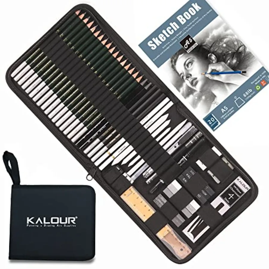 54-Pack Sketch Drawing Pencils Kit with Sketchbook, Include Graphite, Charcoal Pencils and Artists Tools, Pro Art Drawing Suppl
54-Pack Sketch Drawing Pencils Kit with Sketchbook, Include Graphite, Charcoal Pencils and Artists Tools, Pro Art Drawing Suppl