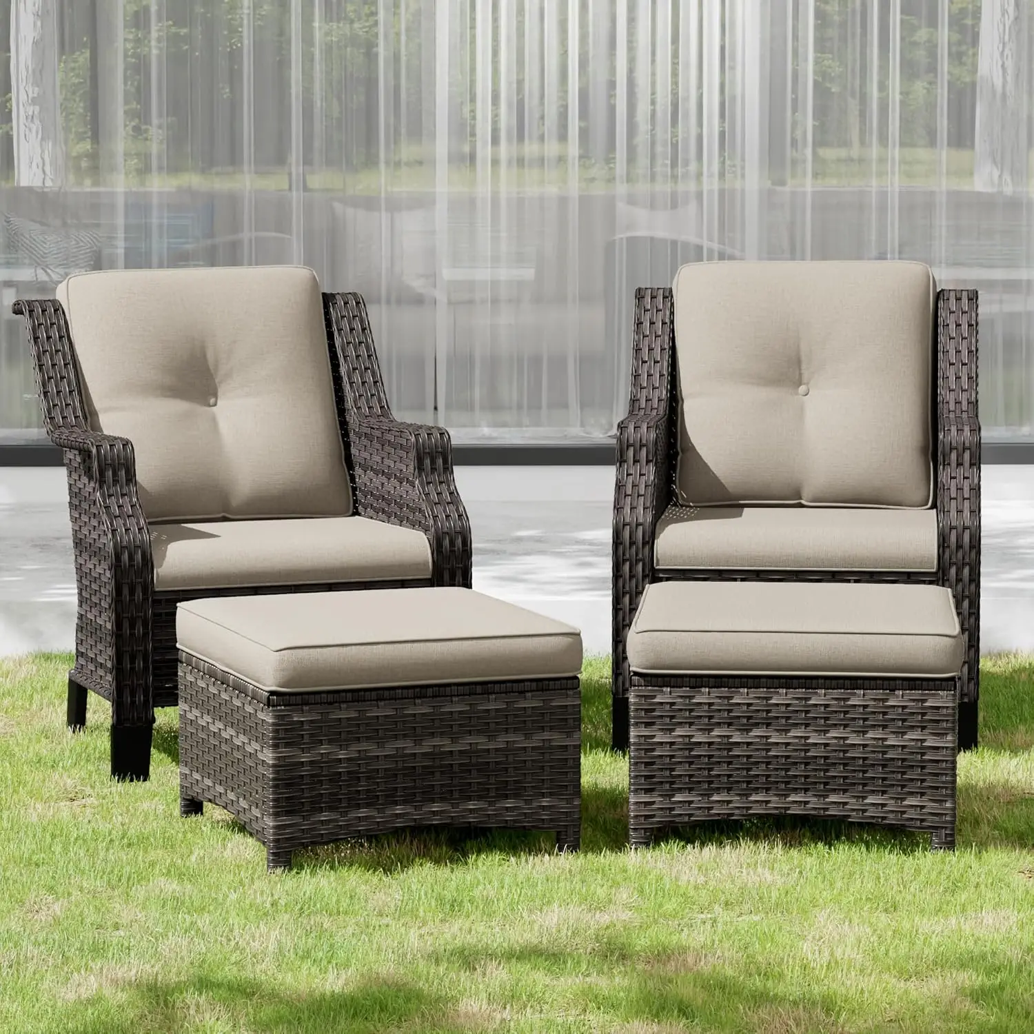 Wicker Patio Furniture Set - 4 Piece Rattan Outdoor Conversation Sets with 2 Wicker Patio Chairs,2 Ottomans for, Customized
Wicker Patio Furniture Set - 4 Piece Rattan Outdoor Conversation Sets with 2 Wicker Patio Chairs,2 Ottomans for, Customized