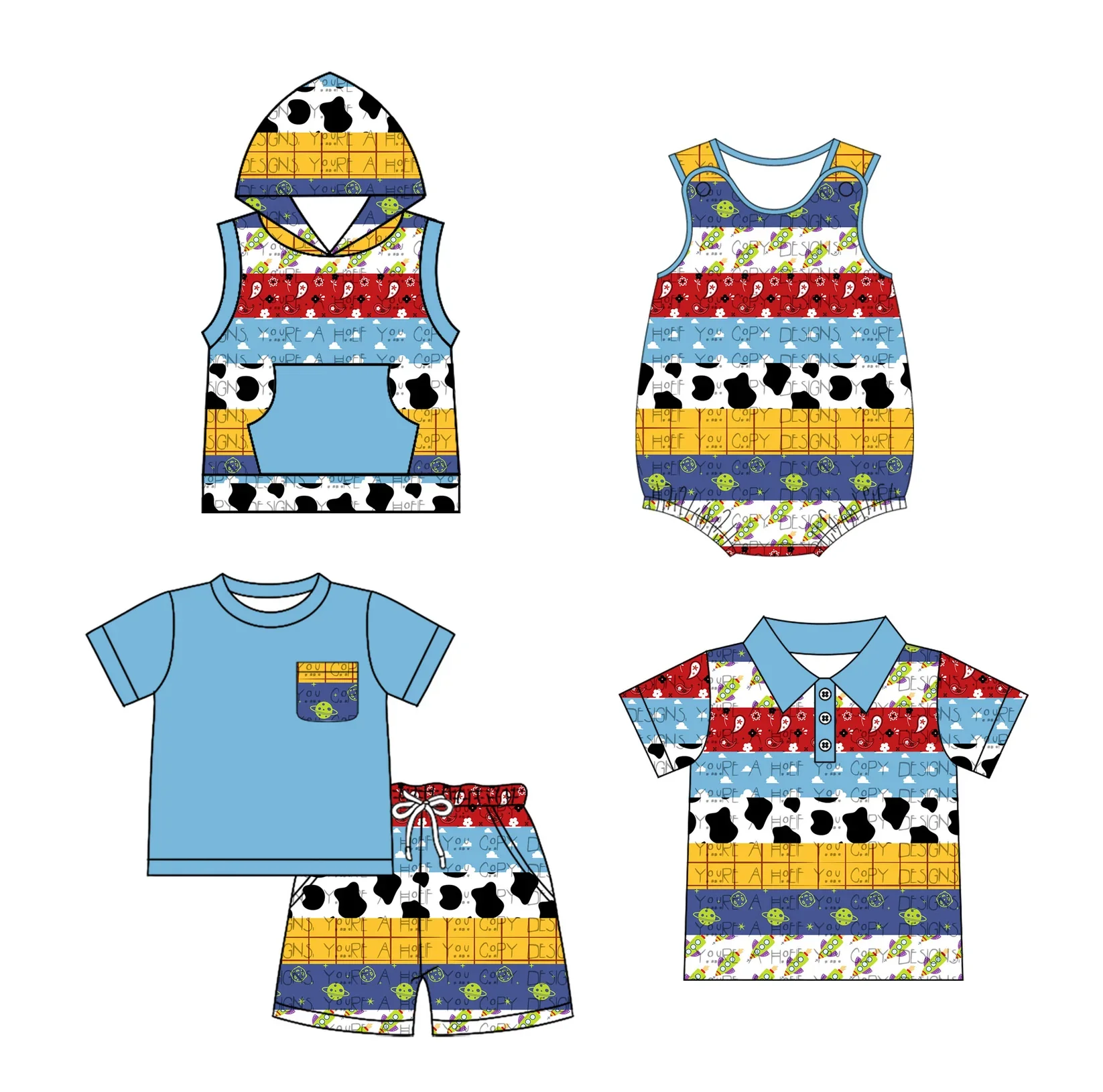 New high-quality children's suit short-sleeved button cartoon print shorts boy suit baby jumpsuit shirt 4-piece set
New high-quality children's suit short-sleeved button cartoon print shorts boy suit baby jumpsuit shirt 4-piece set