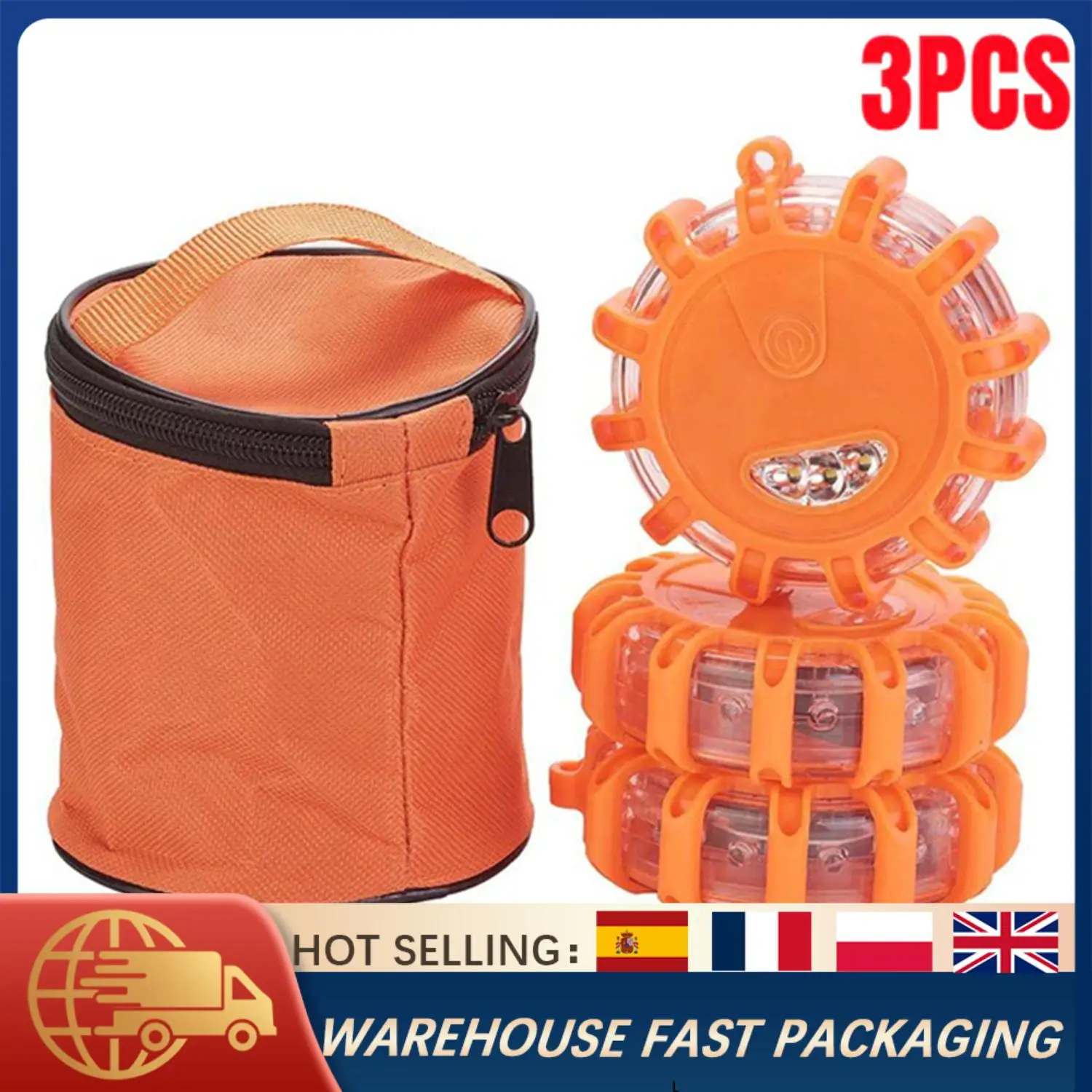 3PCS LED Road Flares Emergency Warning Lights Kit with Magnetic Base & Storage Bag for Roadside Safety Car Truck Flashing Beacon
3PCS LED Road Flares Emergency Warning Lights Kit with Magnetic Base & Storage Bag for Roadside Safety Car Truck Flashing Beacon