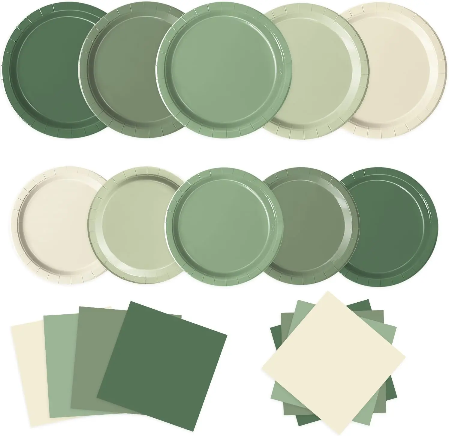 60 PCS Sage Green Paper Plates, Sage Green Birthday Decorations, Gradient Plates and Napkins for Birthday Wedding Bridal 
60 PCS Sage Green Paper Plates, Sage Green Birthday Decorations, Gradient Plates and Napkins for Birthday Wedding Bridal