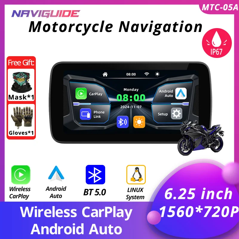 NAVIGUIDE 5 inch MTC-05A Carplay Display Screen Portable Motorcycle Android Auto IP67 MOTO Navigation Speed BT 1560*720
NAVIGUIDE 5 inch MTC-05A Carplay Display Screen Portable Motorcycle Android Auto IP67 MOTO Navigation Speed BT 1560*720