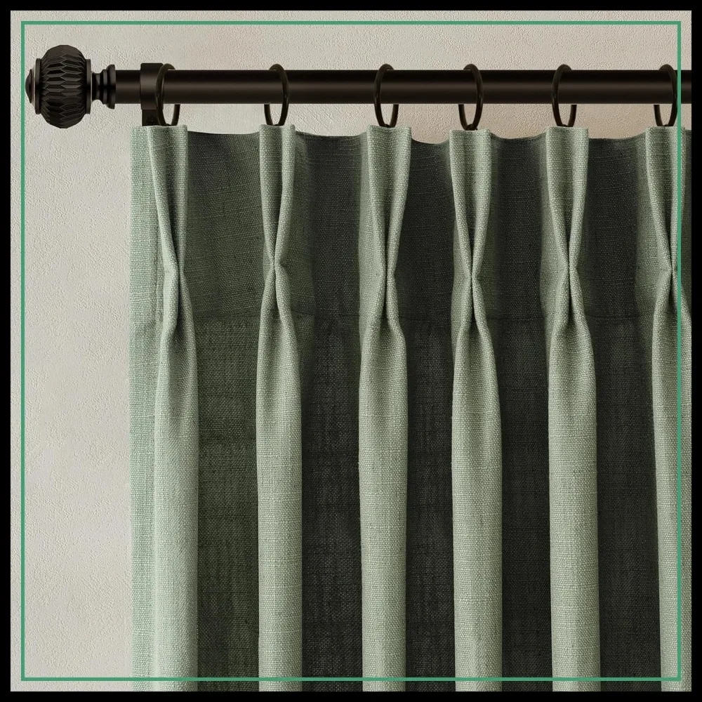Sage Green Pinch Pleated Linen Curtains 90 Inch Long for Living Room Bedroom with Rings Hooks Clips Back Tab Semi Sheer Light Filtering Boho Farmhouse Drapes
Sage Green Pinch Pleated Linen Curtains 90 Inch Long for Living Room Bedroom with Rings Hooks Clips Back Tab Semi Sheer Light Filtering Boho Farmhouse Drapes