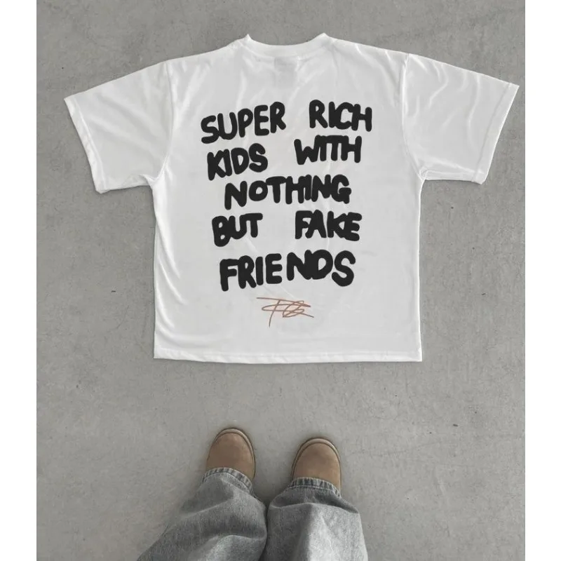 Gothic Pure Cotton Creative Letter Printed T-shirt for Men High Street Trendy Minimalist Style Loose Short Sleeved Couple Tees
Gothic Pure Cotton Creative Letter Printed T-shirt for Men High Street Trendy Minimalist Style Loose Short Sleeved Couple Tees