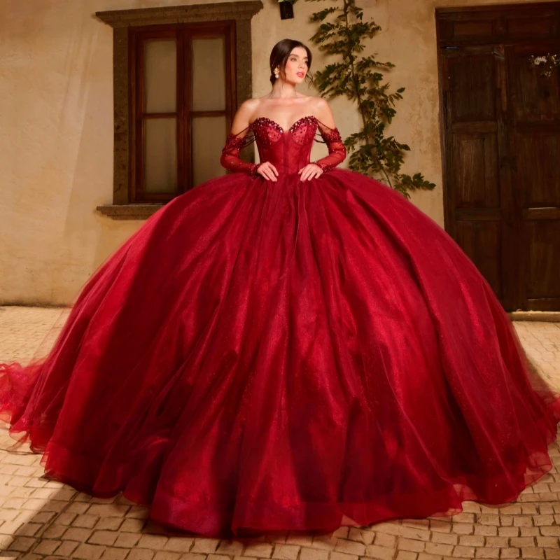 Красное бальное платье Quinceanera Платья с открытыми плечами и бисером из тюля с бантом для вечеринки, дня рождения, милое платье 16, Vestidos 15 De Anos
Красное бальное платье Quinceanera Платья с открытыми плечами и бисером из тюля с бантом для вечеринки, дня рождения, милое платье 16, Vestidos 15 De Anos