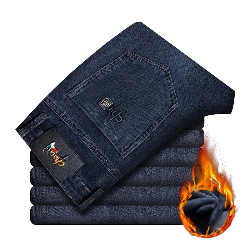 Men's Winter Thicken Fleece Pants Business Jeans Loose Straight Stretch Warm Trousers Male Haze Blue Black Gray Denim Pants
Men's Winter Thicken Fleece Pants Business Jeans Loose Straight Stretch Warm Trousers Male Haze Blue Black Gray Denim Pants