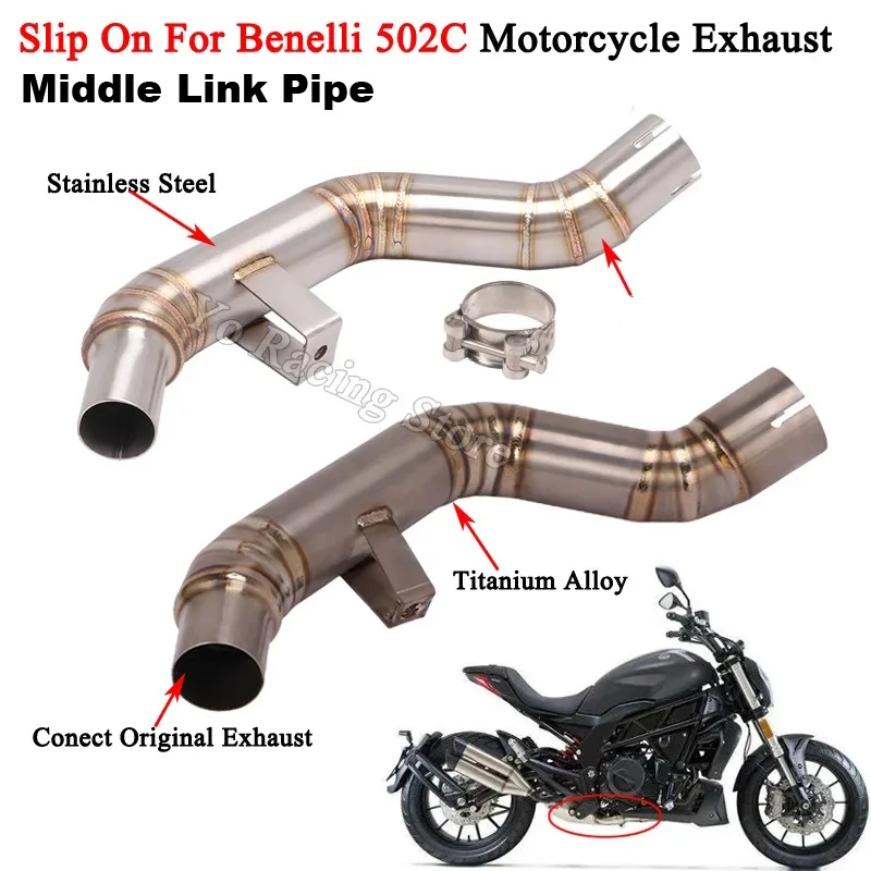 Motorcycle Exhaust System Escape Titanium Alloy Stainless Steel Middle Mid Link Pipe Moto Muffler Slip On For Benelli 502C 502
Motorcycle Exhaust System Escape Titanium Alloy Stainless Steel Middle Mid Link Pipe Moto Muffler Slip On For Benelli 502C 502