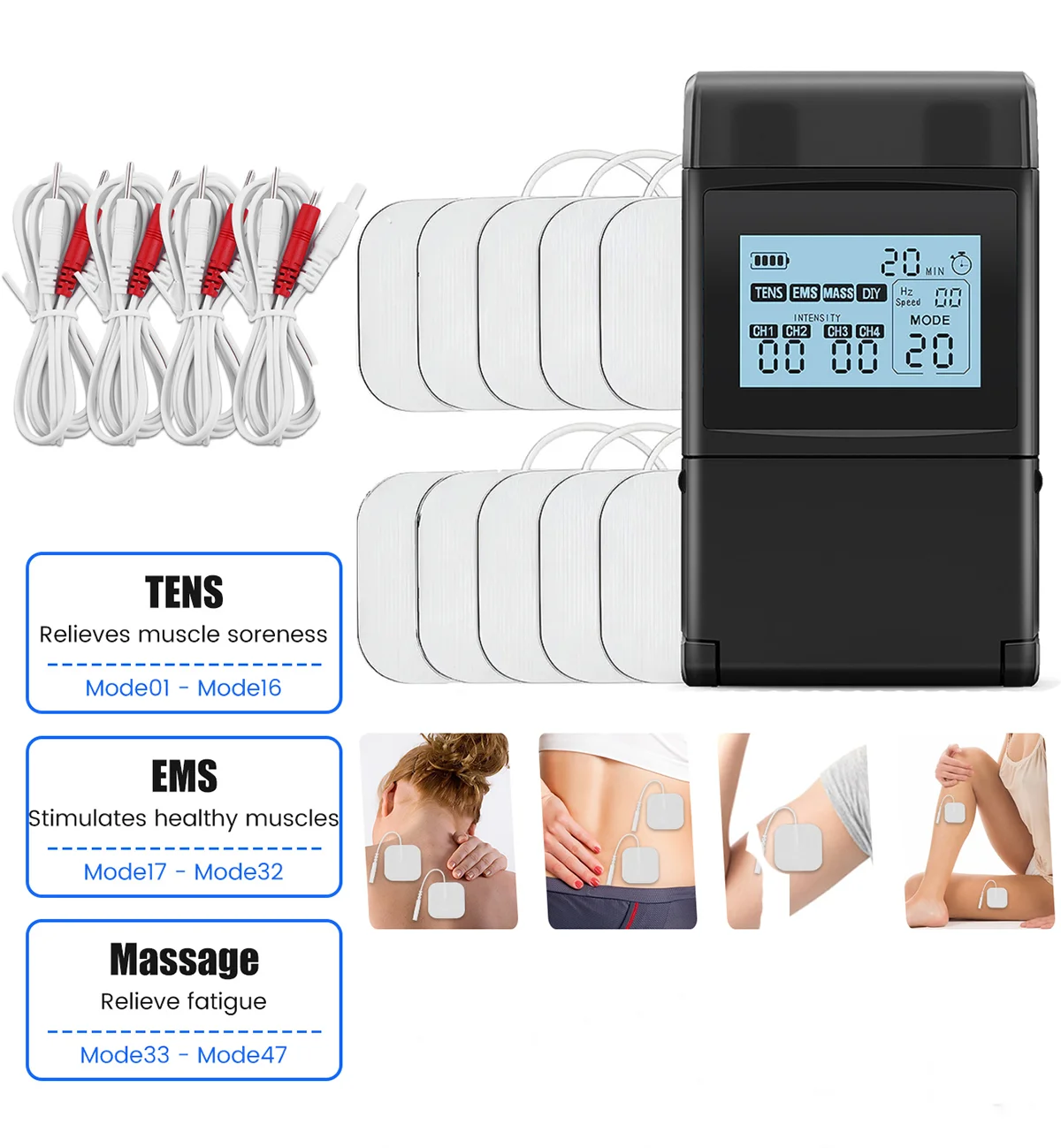 Массажер Tens Ems, стимулятор мышц, акупунктура, электрические подушечки, импульсная низкочастотная физиотерапия, машина для похудения, здравоохранение
Массажер Tens Ems, стимулятор мышц, акупунктура, электрические подушечки, импульсная низкочастотная физиотерапия, машина для похудения, здравоохранение