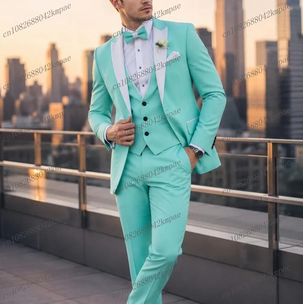 White Collar Blue Green Men Suit Formal Groom Groomsman Wedding Party Prom Male Business Tuxedos 3 Piece Set Blazer Vest Pants
White Collar Blue Green Men Suit Formal Groom Groomsman Wedding Party Prom Male Business Tuxedos 3 Piece Set Blazer Vest Pants