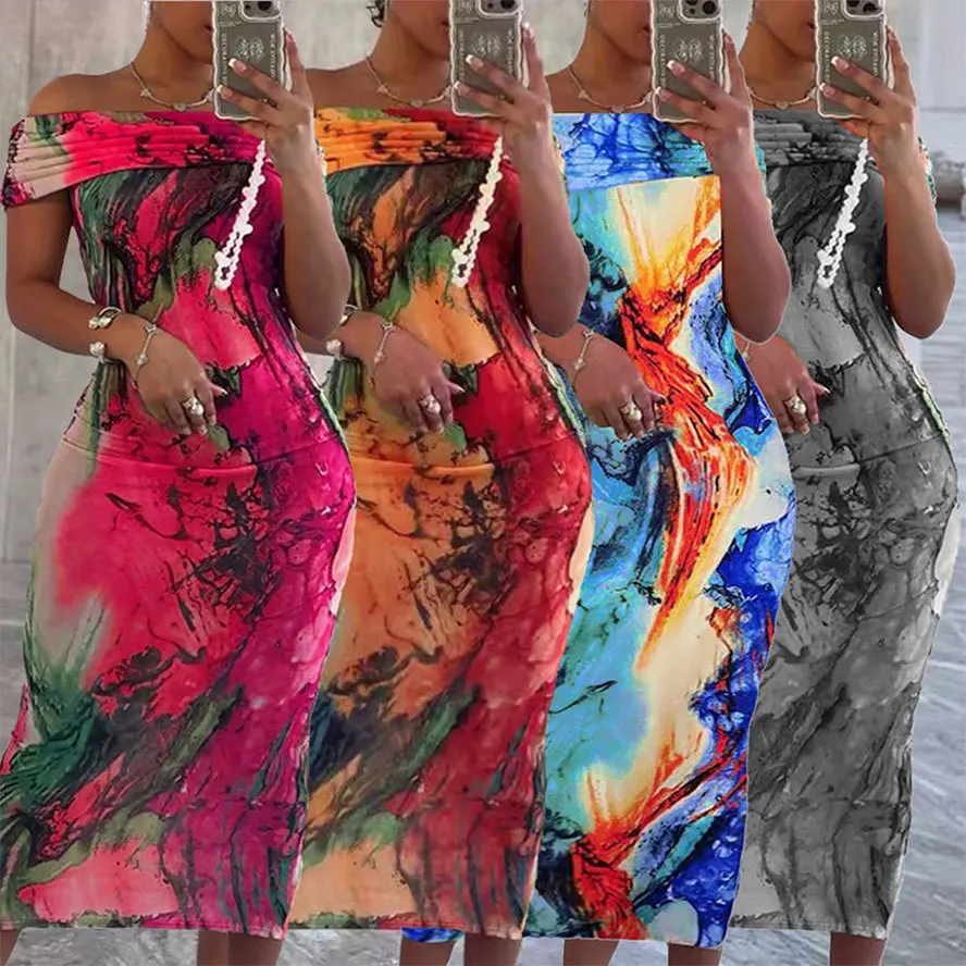 Sexy One-oulder Printed Svel Elastic Wrap Mid-Length Dr for Women Summer Faionable Cross-Border Clothing
Sexy One-oulder Printed Svel Elastic Wrap Mid-Length Dr for Women Summer Faionable Cross-Border Clothing