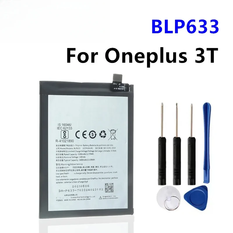 Replacement Battery 3400mAh BLP633 For Oneplus 3T A3010 A3003 Retail Package Cell Phone Battery with Tools
Replacement Battery 3400mAh BLP633 For Oneplus 3T A3010 A3003 Retail Package Cell Phone Battery with Tools