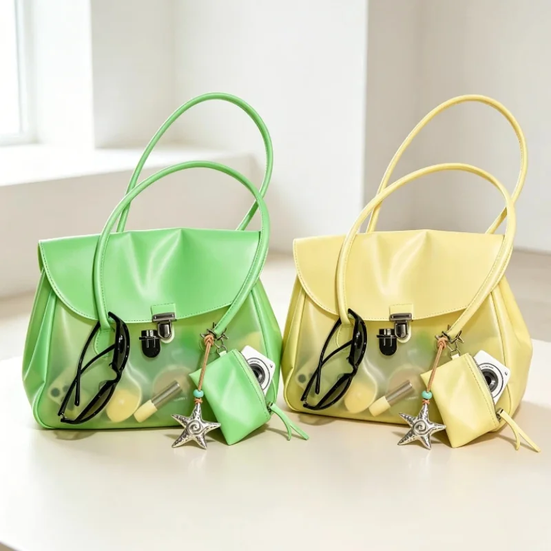 Korean Candy-colored Jelly Handbag Stylish Large Capacity Pvc Waterproof Shoulder Bag Summer Travel Dopamine Solid Color Tote
Korean Candy-colored Jelly Handbag Stylish Large Capacity Pvc Waterproof Shoulder Bag Summer Travel Dopamine Solid Color Tote