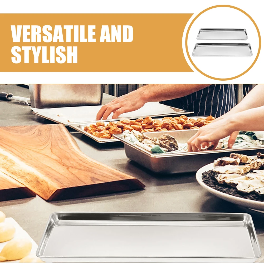 2pcs Stainless Steel Food Tray Rectangular 26 5X15 5X1 2CM Serving Platter for Home Restaurant Hotel Party Snack Display
2pcs Stainless Steel Food Tray Rectangular 26 5X15 5X1 2CM Serving Platter for Home Restaurant Hotel Party Snack Display