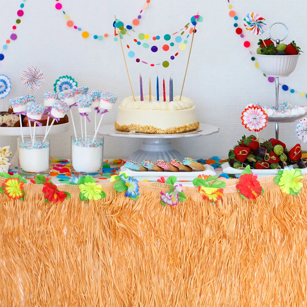 2Pcs Hawaii Party Table Skirt Decorative Grass Fringe Large Flower Wedding Bridal Shower Festive Background Hanging
2Pcs Hawaii Party Table Skirt Decorative Grass Fringe Large Flower Wedding Bridal Shower Festive Background Hanging