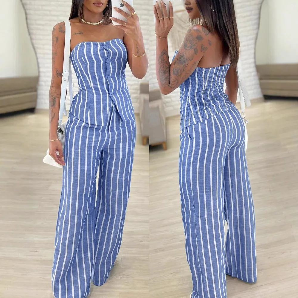 Women Spring Summer Trouser Suit Pants Suit Striped Color High Waist Wide Leg Pants Casual Fashion Comfortable Regular Standard
Women Spring Summer Trouser Suit Pants Suit Striped Color High Waist Wide Leg Pants Casual Fashion Comfortable Regular Standard
