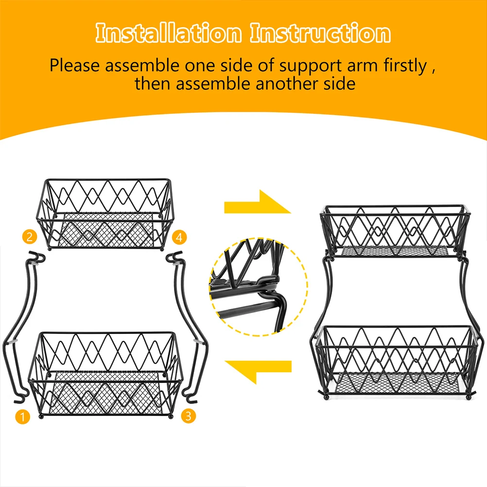 2-Tier Black Iron Fruit Basket Double Layer Storage Stand Vegetable Bowl Rack Holder Non-Slip Kitchen Countertop for Fruits
2-Tier Black Iron Fruit Basket Double Layer Storage Stand Vegetable Bowl Rack Holder Non-Slip Kitchen Countertop for Fruits