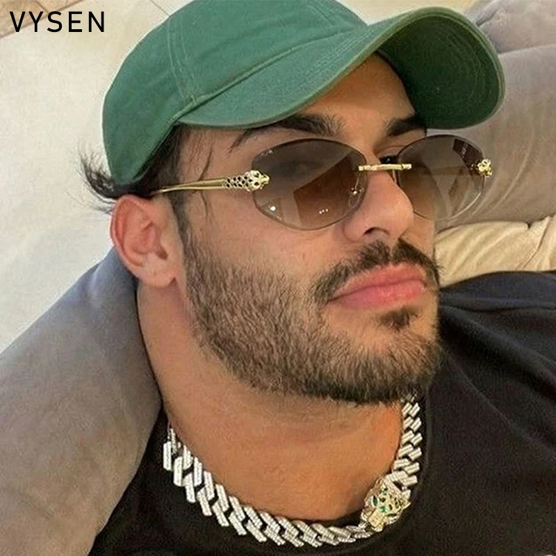 Vintage Rimless Oval Punk Sunglasses Men 2026 Luxury Designer Leopard Head Frameless Sun Glasses Hip Hop Outdoor Shades Eyewear
Vintage Rimless Oval Punk Sunglasses Men 2026 Luxury Designer Leopard Head Frameless Sun Glasses Hip Hop Outdoor Shades Eyewear