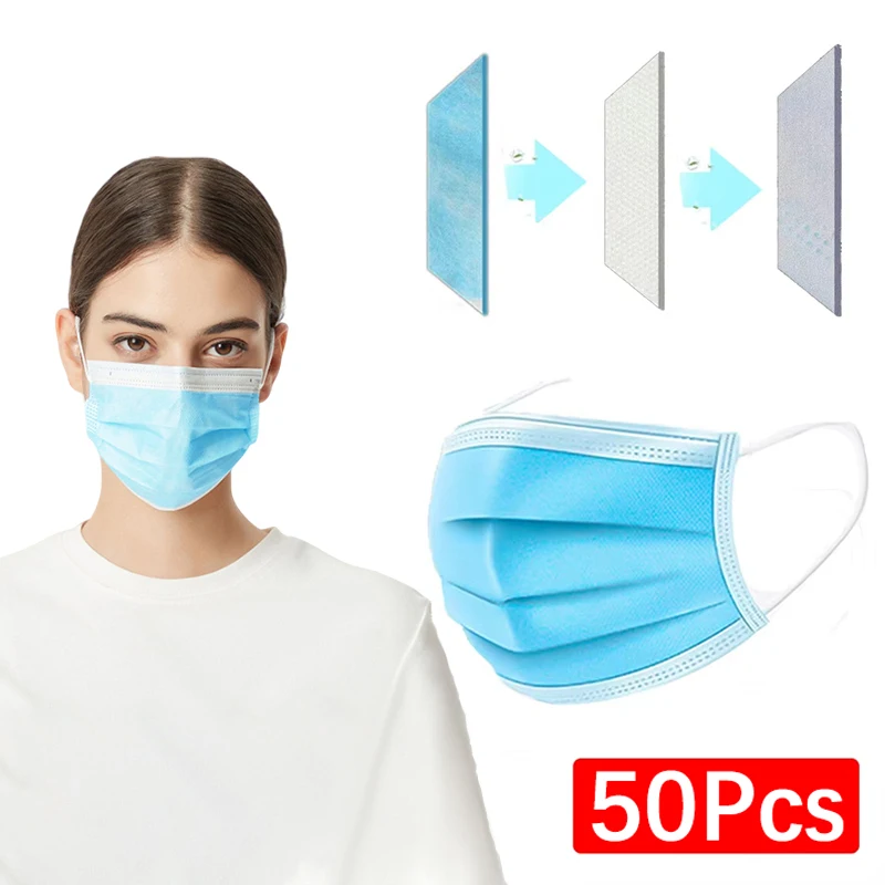 50Pcs 3-layer Mask Face Masks Melt Blown Cloth Disposable Safety Anti-Dust Protective Masks Blue Adults Non-wove Masque
50Pcs 3-layer Mask Face Masks Melt Blown Cloth Disposable Safety Anti-Dust Protective Masks Blue Adults Non-wove Masque