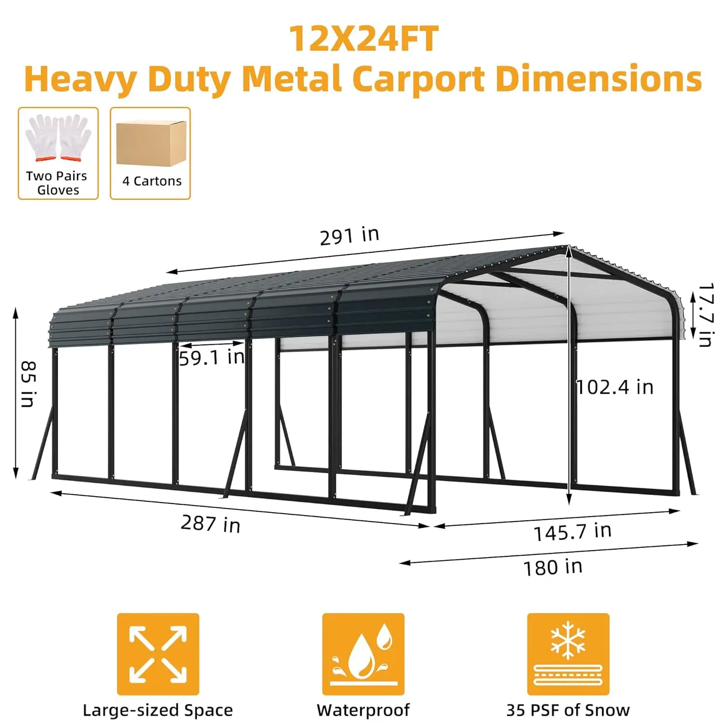 2026 12x24 FT Heavy Duty Carport Galvanized Steel Roof Reinforced Base All-Weather Permanent Shelter for Car Boat Truck, Customi
2026 12x24 FT Heavy Duty Carport Galvanized Steel Roof Reinforced Base All-Weather Permanent Shelter for Car Boat Truck, Customi