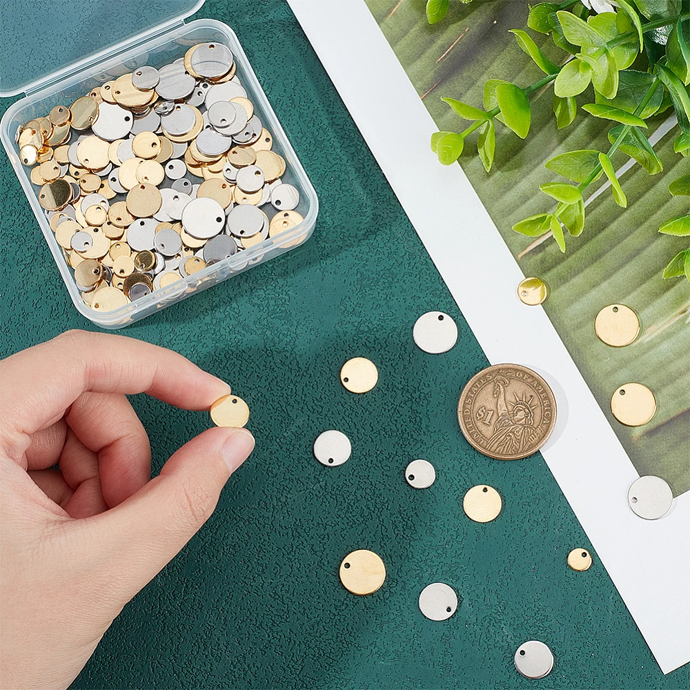201 Stainless Steel Stamping Blank Tag Pendants Flat Round Golden & Stainless Steel Color 200pcs/box
201 Stainless Steel Stamping Blank Tag Pendants Flat Round Golden & Stainless Steel Color 200pcs/box