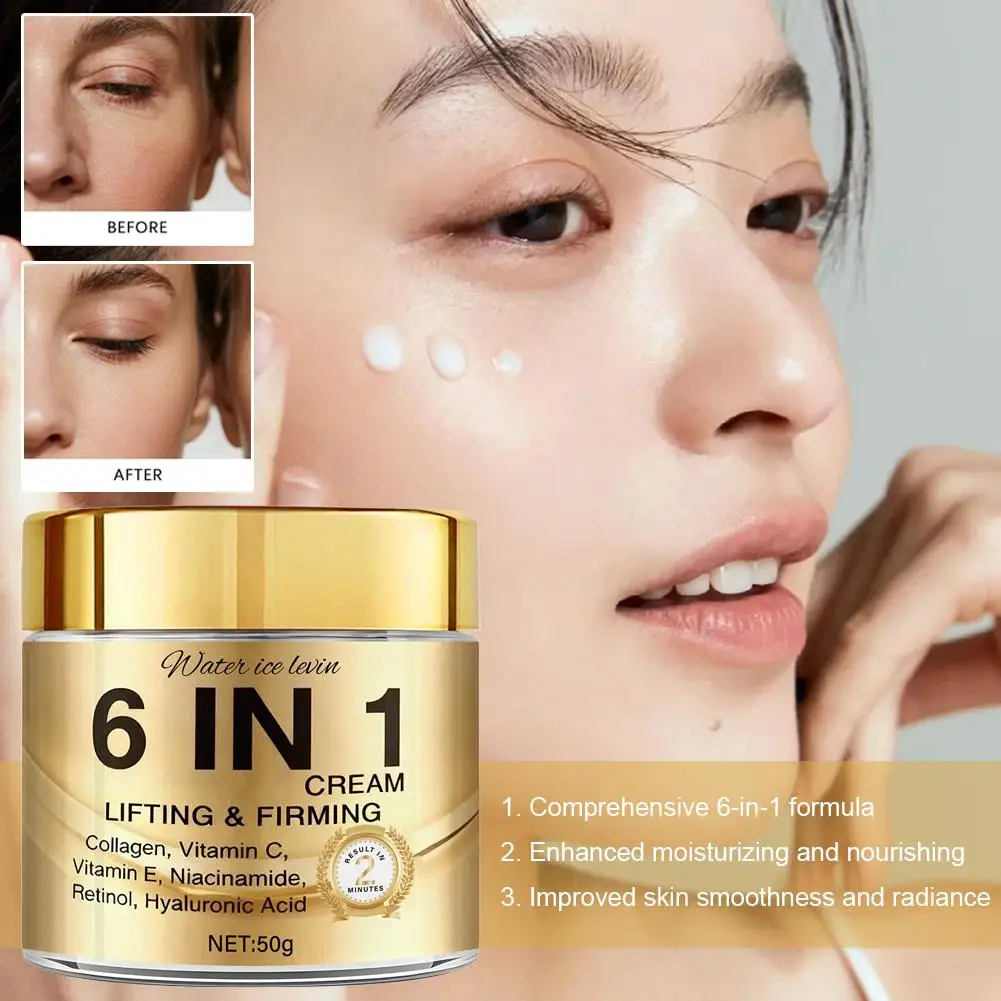6 IN 1 Collagen Face Cream Lifting Firming Moisturizer With Vitamin C, E, Retinol,Hyaluronic Acid Smooth Tender Skin Care 50g
6 IN 1 Collagen Face Cream Lifting Firming Moisturizer With Vitamin C, E, Retinol,Hyaluronic Acid Smooth Tender Skin Care 50g