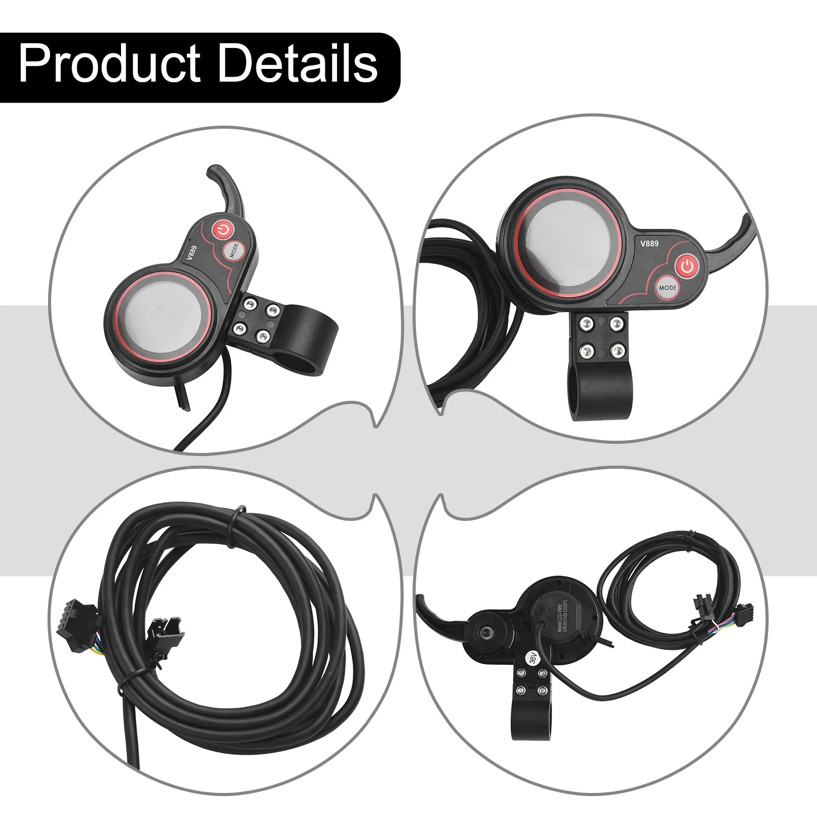 Ebike Display Display With USB Port Ebike Ebike Display Hook Finger Throttle Meter V889 Color Display Black&Red
Ebike Display Display With USB Port Ebike Ebike Display Hook Finger Throttle Meter V889 Color Display Black&Red