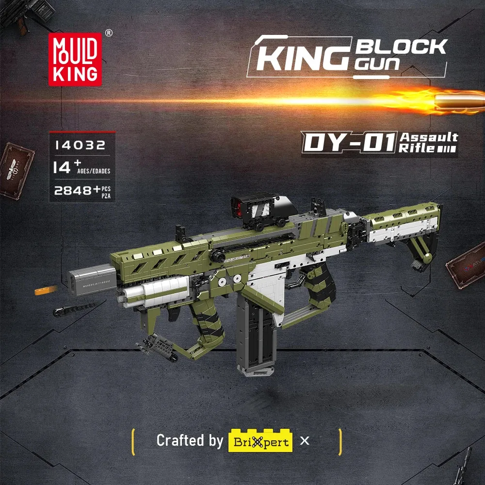 MOLD KING 2848 шт., серия пистолетов DY-01, набор строительных блоков для штурмовой винтовки, игрушка для взрослых и мальчиков, подарок 14032
MOLD KING 2848 шт., серия пистолетов DY-01, набор строительных блоков для штурмовой винтовки, игрушка для взрослых и мальчиков, подарок 14032