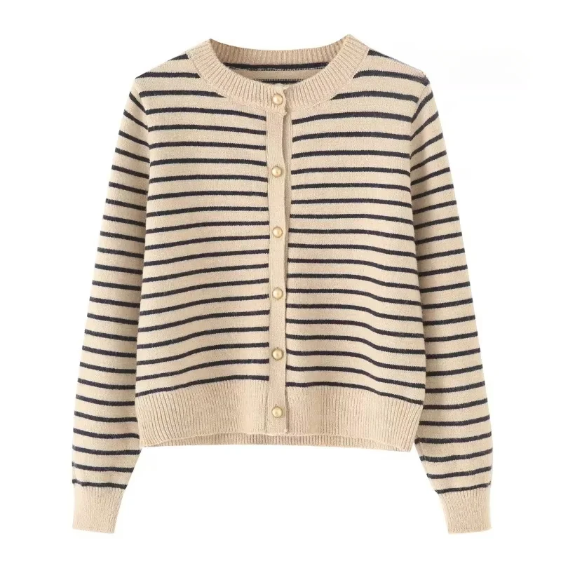 TRAFZR Knit Cardigan Ladies Long Sleeve Cozy Sweaters Women's Autumn Sweater Y2k Vintage Top O-neck Beige Striped Cardigans
TRAFZR Knit Cardigan Ladies Long Sleeve Cozy Sweaters Women's Autumn Sweater Y2k Vintage Top O-neck Beige Striped Cardigans