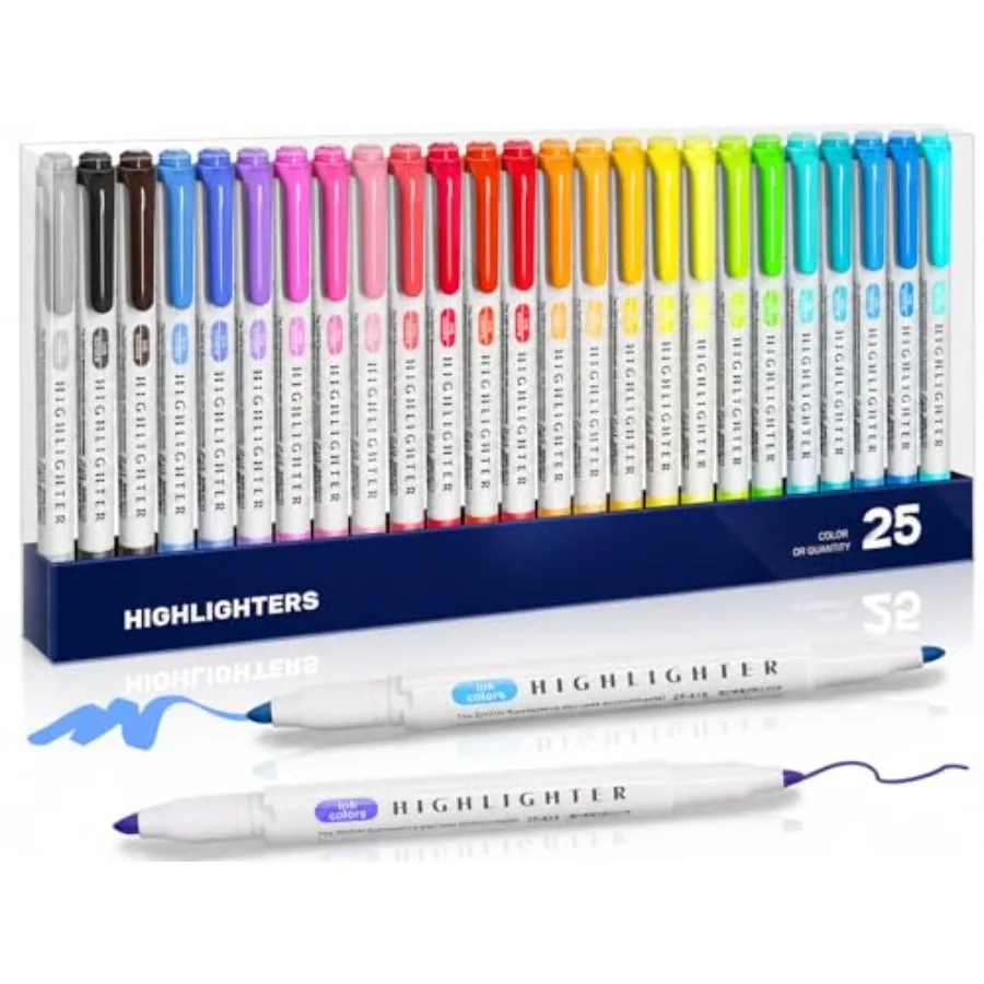 25 Pack Pastel Highlighters Assorted Colors, Dual Tip Chisel and Fine Tip Bible Highlighter, No Bleed Fluorescent Highlighter P
25 Pack Pastel Highlighters Assorted Colors, Dual Tip Chisel and Fine Tip Bible Highlighter, No Bleed Fluorescent Highlighter P