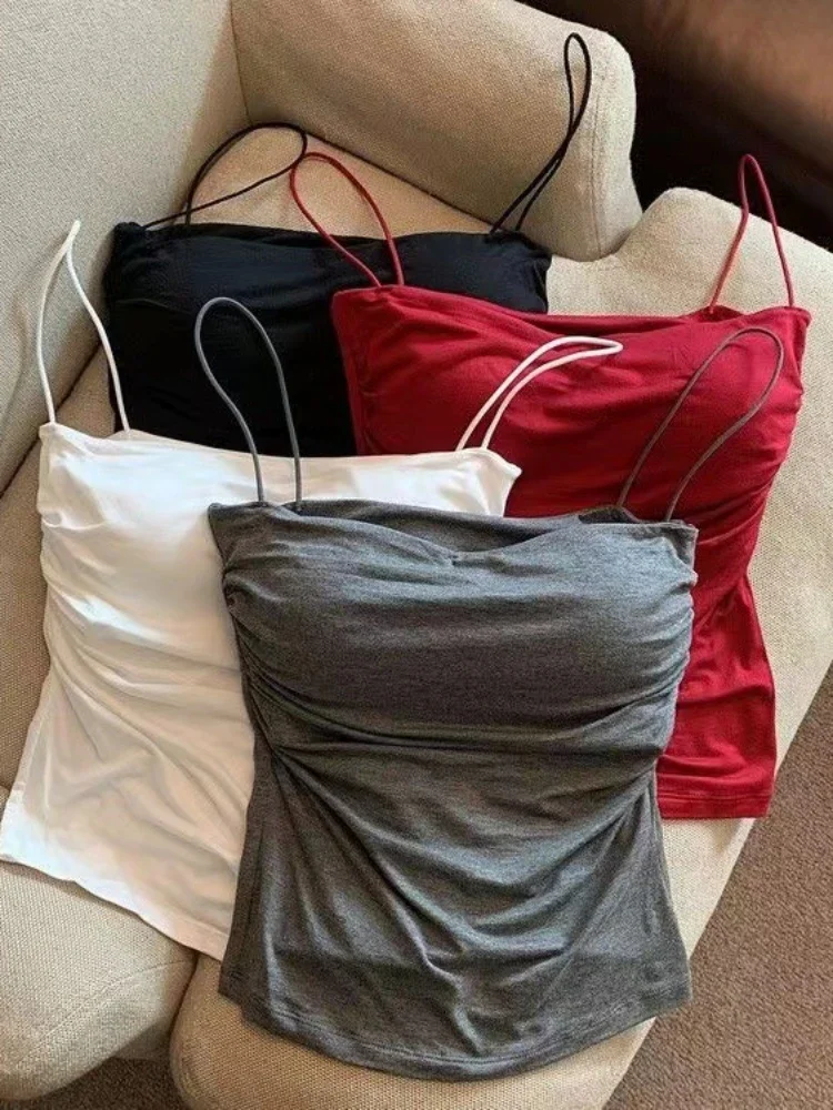 Summer Women Comfort Crop Tops Sexy Solid Slim Tank Tops Sexy Spaghetti Strap Camisole Casual Padded Bralette Tube Top with Bra
Summer Women Comfort Crop Tops Sexy Solid Slim Tank Tops Sexy Spaghetti Strap Camisole Casual Padded Bralette Tube Top with Bra