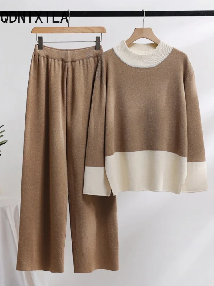 Casual Women's Knitted Sweater Suits Pullover Loose Tops High Waisted Wide-leg Pant Sets New Fashion 2 Piece Sets Womens Outfits
Casual Women's Knitted Sweater Suits Pullover Loose Tops High Waisted Wide-leg Pant Sets New Fashion 2 Piece Sets Womens Outfits