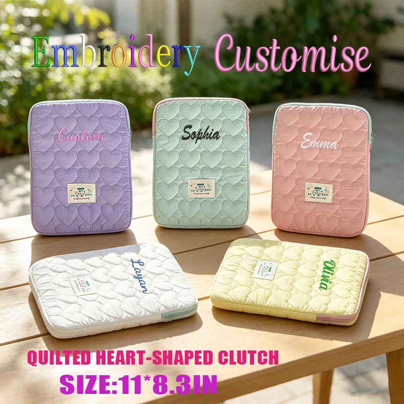Customised Embroidery/Standard Style 2 Options,Heart quilted flat bag, stylish inner bag, fits iPad Mini, back-to-school season!
Customised Embroidery/Standard Style 2 Options,Heart quilted flat bag, stylish inner bag, fits iPad Mini, back-to-school season!