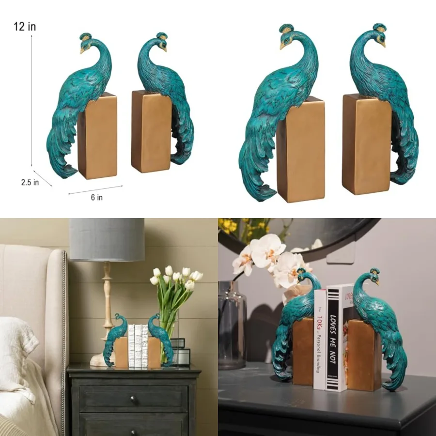 Heavy Duty Bookends Home Decor - Set of 2 Resin Peacock Non-Skid Decorative Bookends Bird Bookends Modern Peacock Statue Decor
Heavy Duty Bookends Home Decor - Set of 2 Resin Peacock Non-Skid Decorative Bookends Bird Bookends Modern Peacock Statue Decor
