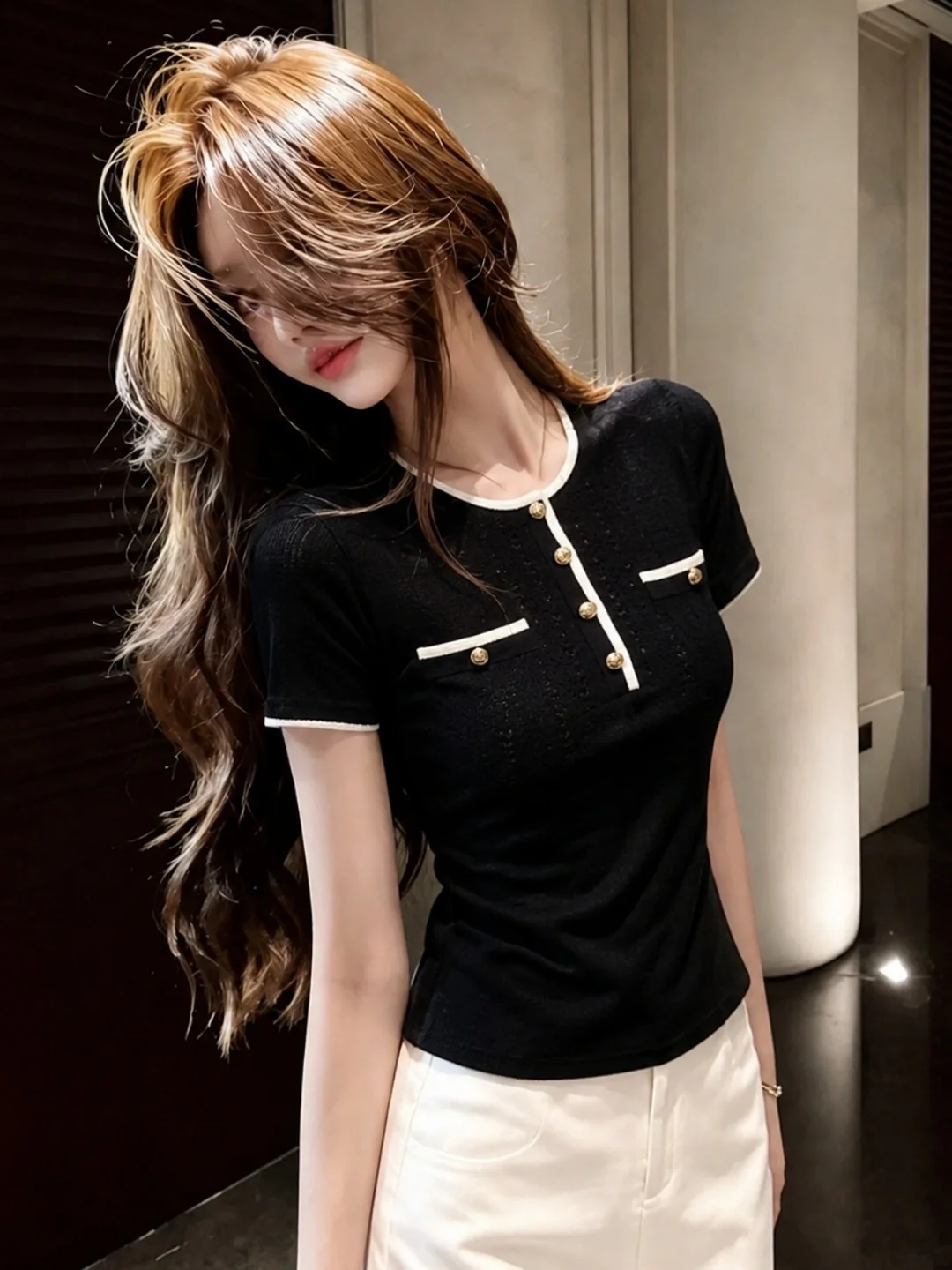 Korean Style Slim Fit Ice Silk Knitted Shirt Short Sleeve Soft Color Block Summer Fashionable Versatile Women's Knitwear
Korean Style Slim Fit Ice Silk Knitted Shirt Short Sleeve Soft Color Block Summer Fashionable Versatile Women's Knitwear
