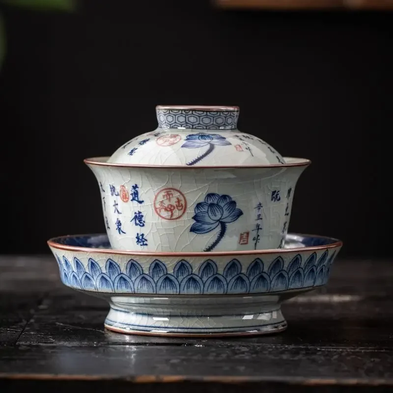 200ml High-grade antique clay blue and white open piece large capacity office ceramic Gaiwan home anti-ironing three tea bowl
200ml High-grade antique clay blue and white open piece large capacity office ceramic Gaiwan home anti-ironing three tea bowl