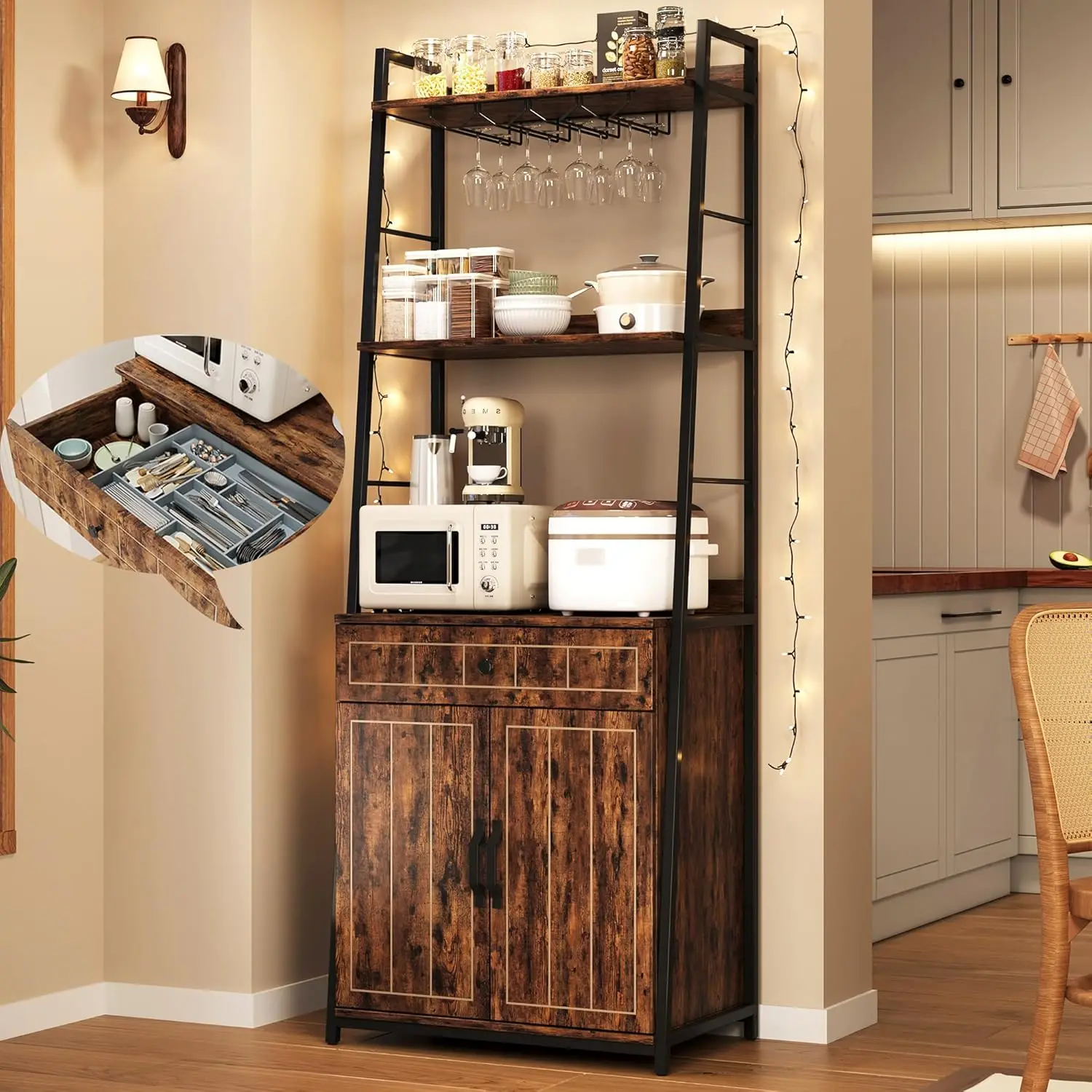 Bakers Ra With Cabinet 70.8"" Microwave Stand Tall Bar Cabinet Industrial Kitchen Stand With Drawer Large Microwave Storage Ra
Bakers Ra With Cabinet 70.8"" Microwave Stand Tall Bar Cabinet Industrial Kitchen Stand With Drawer Large Microwave Storage Ra