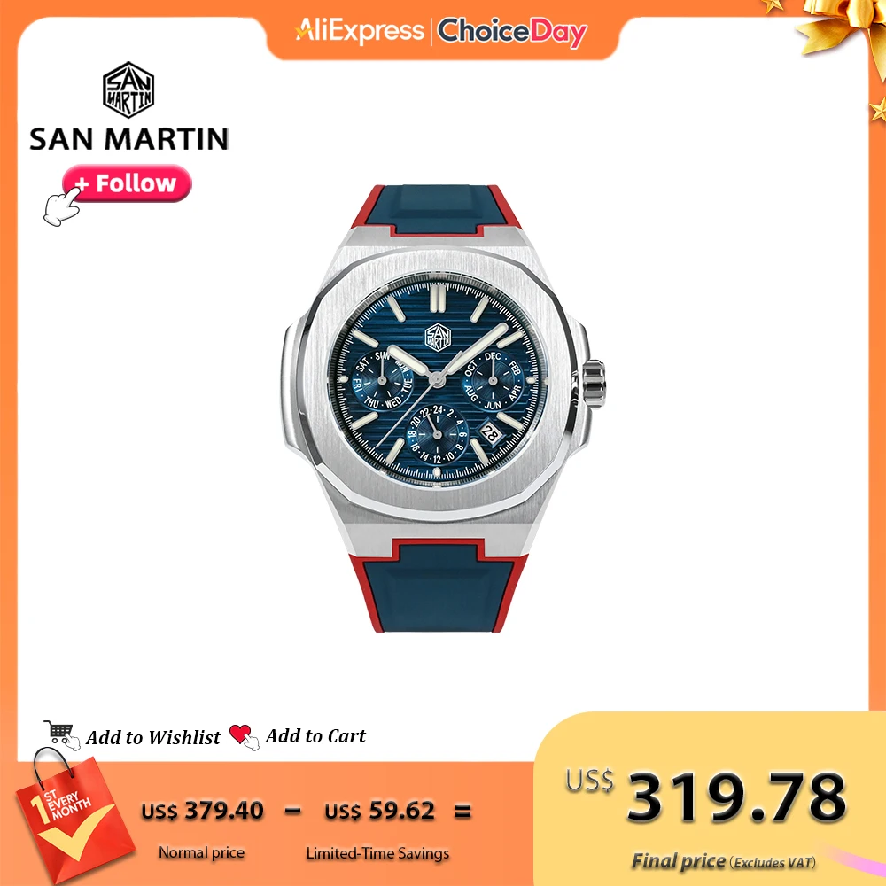 San Martin 43mm Luxury Men Watch Business Multifunctional Miyota 9120 Automatic Mechanical Watches Luminous Waterproof SN0075
San Martin 43mm Luxury Men Watch Business Multifunctional Miyota 9120 Automatic Mechanical Watches Luminous Waterproof SN0075