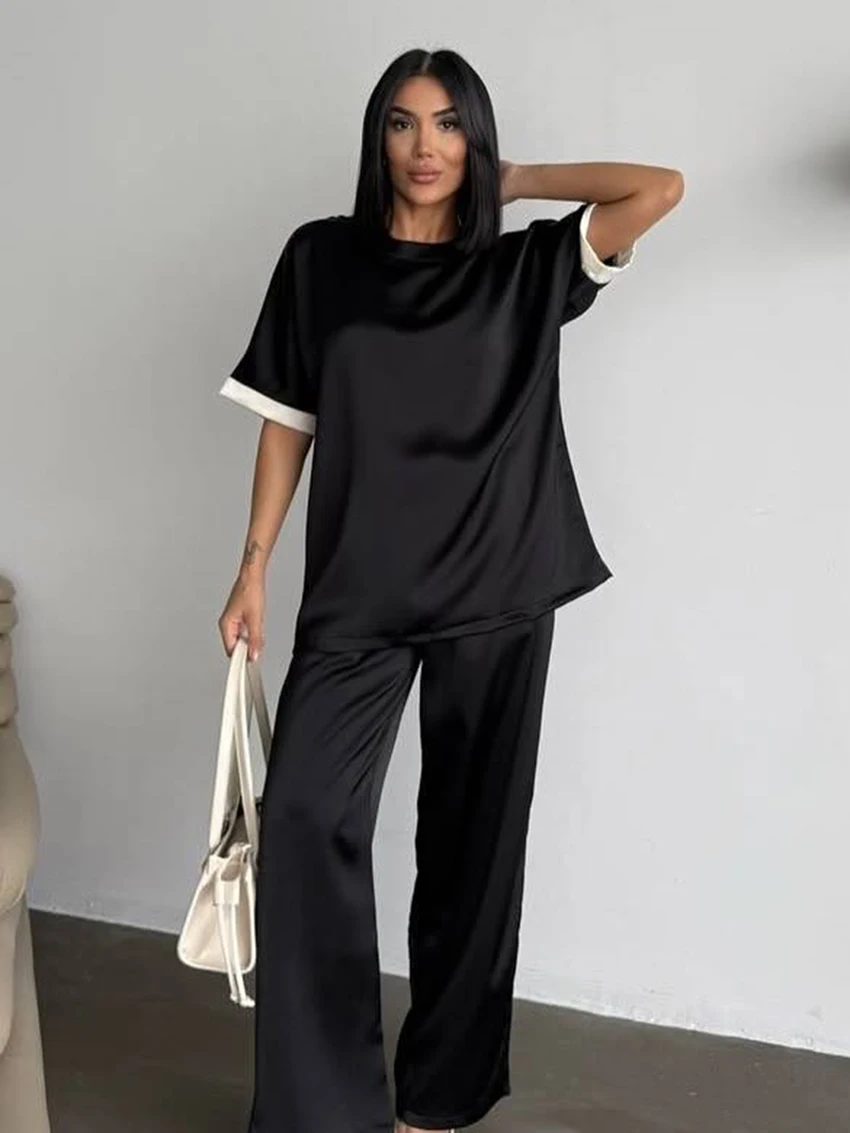 Marthaqiqi Summer Loose Women'S Nightgowns 2 Piece Suit O-Neck Sleepwear Short Sleeve Nightwear Pants Casual Ladies Pajamas Set
Marthaqiqi Summer Loose Women'S Nightgowns 2 Piece Suit O-Neck Sleepwear Short Sleeve Nightwear Pants Casual Ladies Pajamas Set