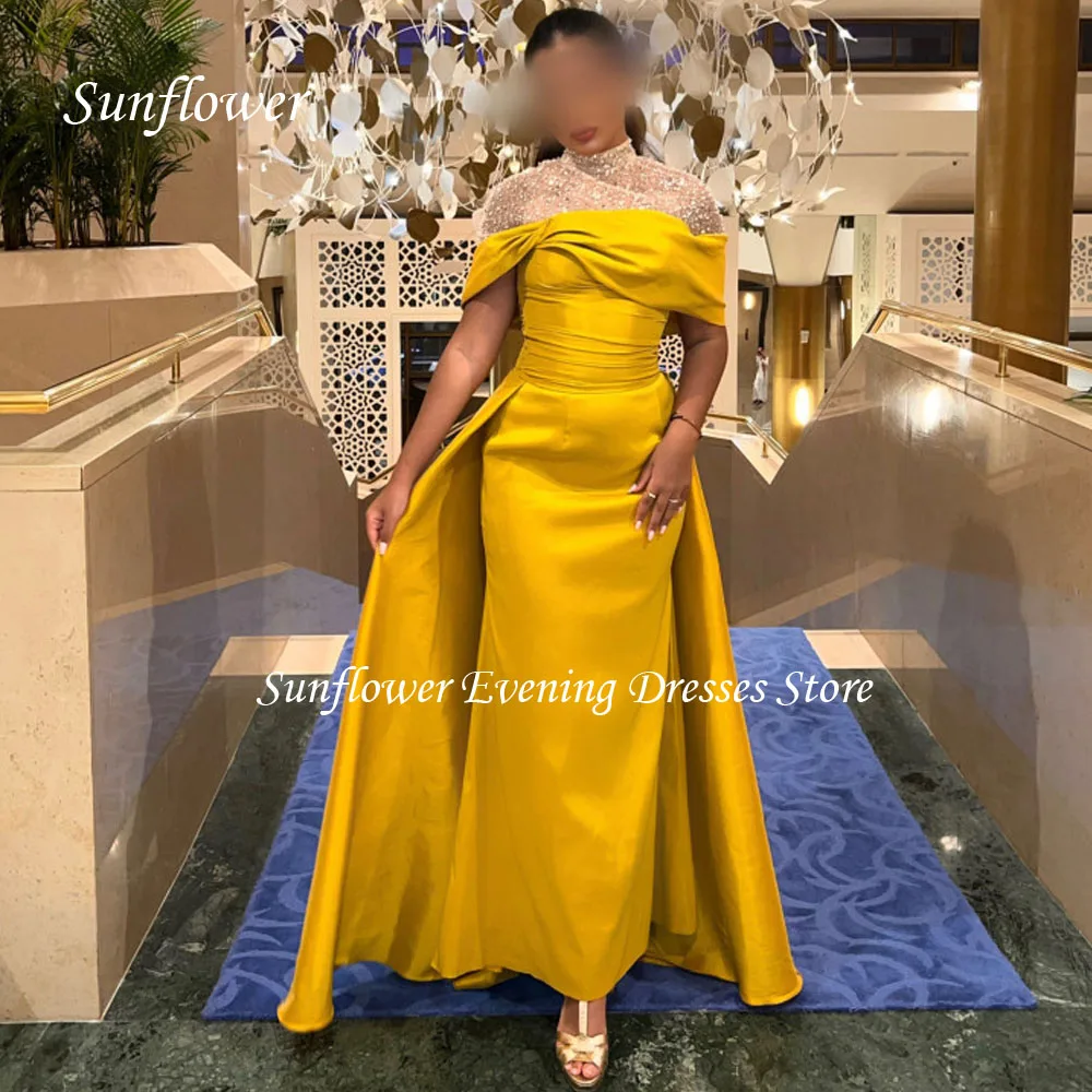 Sunflower Lace High Neck Prom Gown Mermaid Evening Dress Slim Off the Shoulder Satin Party Dress 2023 Ankle-Length Customized
Sunflower Lace High Neck Prom Gown Mermaid Evening Dress Slim Off the Shoulder Satin Party Dress 2023 Ankle-Length Customized