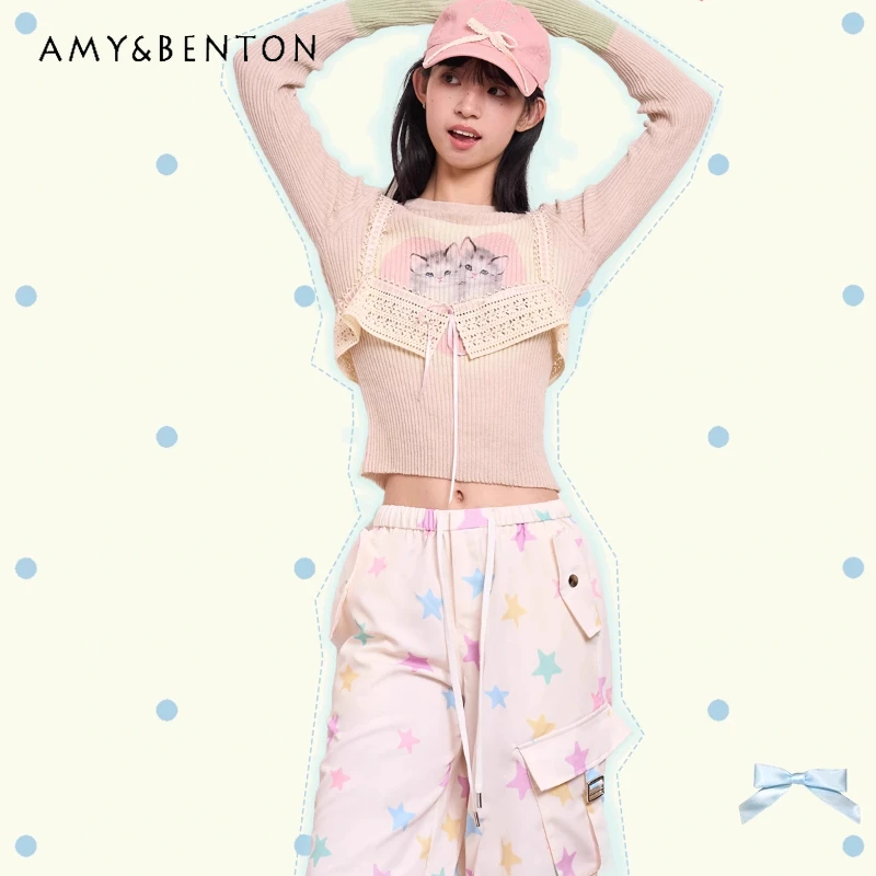 New Spring Summer Women's Clothing Love Cartoon Print T-shirt Sweet Cute Splicing Sleeves Versatile Thin Knitted Bottoming Shirt
New Spring Summer Women's Clothing Love Cartoon Print T-shirt Sweet Cute Splicing Sleeves Versatile Thin Knitted Bottoming Shirt