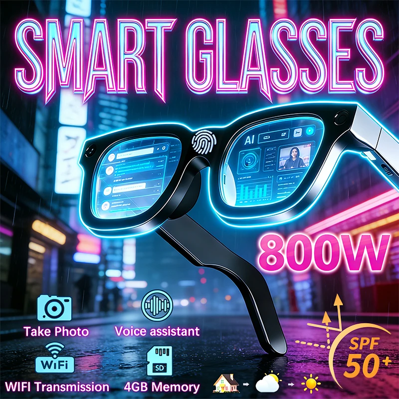 Smart AI Translation Glasses 800W HD Camera GPT Bluetooth Voice Assistant Video Music Player Photochromic Lenses Smart Glasses
Smart AI Translation Glasses 800W HD Camera GPT Bluetooth Voice Assistant Video Music Player Photochromic Lenses Smart Glasses